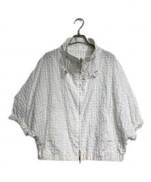 DRAWER（ドゥロワー）の古着「シースルーチェックショートスリーブブルゾン/Sheer Check Short Sleeve Blouson」｜ホワイト