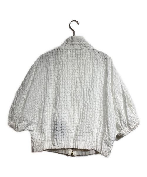 DRAWER（ドゥロワー）DRAWER (ドゥロワー) シースルーチェックショートスリーブブルゾン/Sheer Check Short Sleeve Blouson ホワイト サイズ:FREEの古着・服飾アイテム