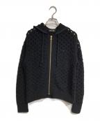 DRAWERドゥロワー）の古着「SUMMER 3Gアイレットニットパーカー/Summer 3-Gauge Eyelet Knit Hoodie」｜ブラック