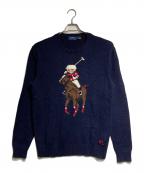 POLO RALPH LAURENポロ・ラルフローレン）の古着「コットンリネンポロベアニット/Polo Bear Cotton-Linen Sweater」｜ネイビー