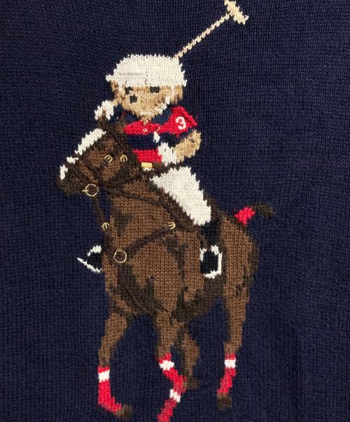 POLO RALPH LAUREN（ポロ・ラルフローレン）POLO RALPH LAUREN (ポロ・ラルフローレン) コットンリネンポロベアニット/Polo Bear Cotton-Linen Sweater ネイビー サイズ:Mの古着・服飾アイテム