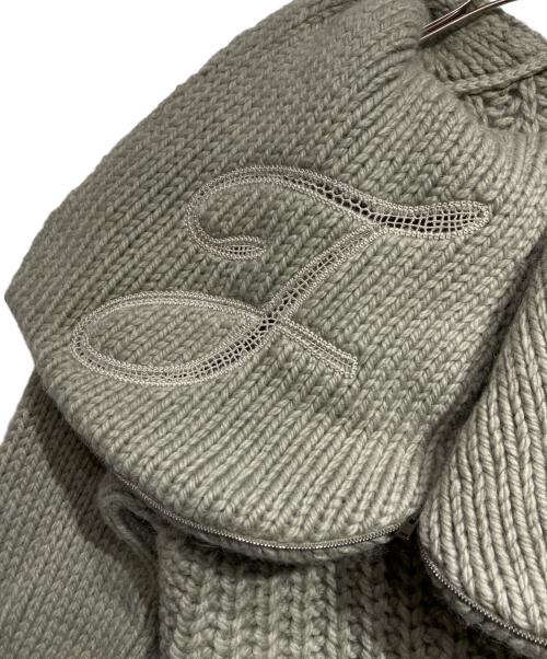 FENDI（フェンディ）FENDI (フェンディ) フードジップデザイン ウール ケーブルニット/Hooded Zip-Up Cable Knit Sweater グレー サイズ:40の古着・服飾アイテム