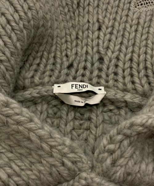 FENDI（フェンディ）FENDI (フェンディ) フードジップデザイン ウール ケーブルニット/Hooded Zip-Up Cable Knit Sweater グレー サイズ:40の古着・服飾アイテム