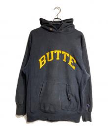 Champion（チャンピオン）の古着「ラバープリントリバースウィーブパーカー/Rubber Print Reverse Weave Hoodie」｜ブラック