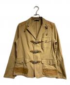 RALPH LAURENラルフローレン）の古着「レザー切替ダックファイヤーマンジャケット/Leather-accented Duck Fireman Jacket」｜ベージュ