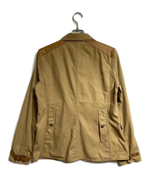 RALPH LAUREN（ラルフローレン）RALPH LAUREN (ラルフローレン) レザー切替ダックファイヤーマンジャケット/Leather-accented Duck Fireman Jacket ベージュ サイズ:14の古着・服飾アイテム