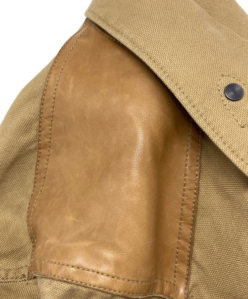 RALPH LAUREN（ラルフローレン）RALPH LAUREN (ラルフローレン) レザー切替ダックファイヤーマンジャケット/Leather-accented Duck Fireman Jacket ベージュ サイズ:14の古着・服飾アイテム
