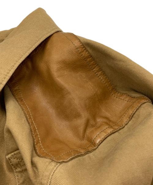 RALPH LAUREN（ラルフローレン）RALPH LAUREN (ラルフローレン) レザー切替ダックファイヤーマンジャケット/Leather-accented Duck Fireman Jacket ベージュ サイズ:14の古着・服飾アイテム