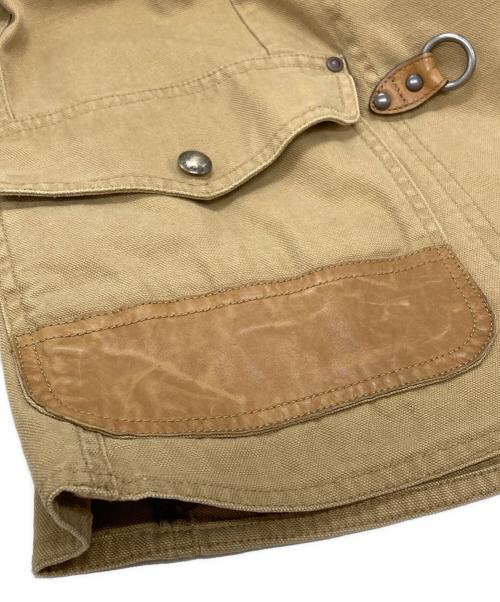RALPH LAUREN（ラルフローレン）RALPH LAUREN (ラルフローレン) レザー切替ダックファイヤーマンジャケット/Leather-accented Duck Fireman Jacket ベージュ サイズ:14の古着・服飾アイテム