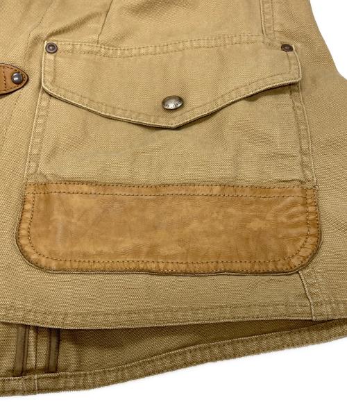 RALPH LAUREN（ラルフローレン）RALPH LAUREN (ラルフローレン) レザー切替ダックファイヤーマンジャケット/Leather-accented Duck Fireman Jacket ベージュ サイズ:14の古着・服飾アイテム