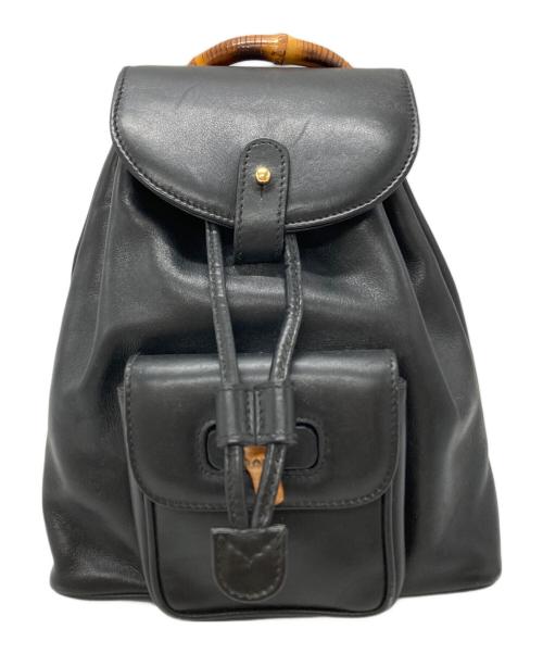GUCCI（グッチ）GUCCI (グッチ) バンブーレザーミニリュック/ Bamboo Leather Mini Backpack ブラックの古着・服飾アイテム