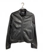 BLUE WORKブルーワーク）の古着「ラムレザーシングルライダースジャケット/Lamb Leather Single Riders Jacket」｜ブラック