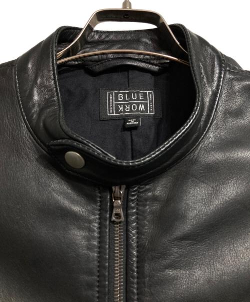 BLUE WORK（ブルーワーク）BLUE WORK (ブルーワーク) ラムレザーシングルライダースジャケット/Lamb Leather Single Riders Jacket ブラック サイズ:Sの古着・服飾アイテム