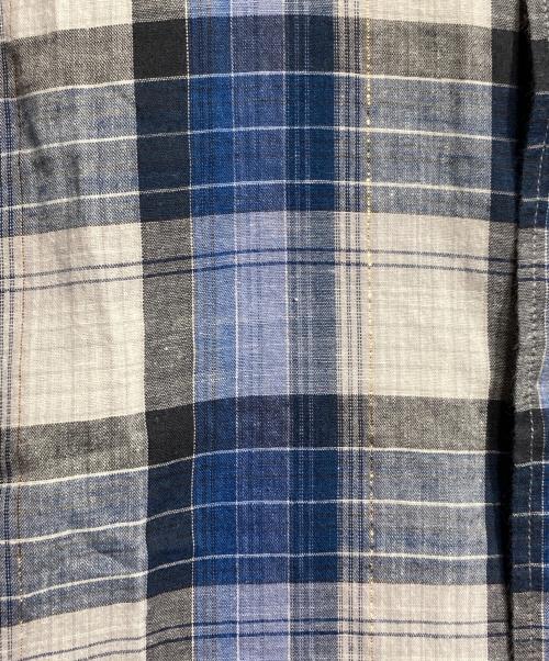 Saint Laurent Paris（サンローランパリ）Saint Laurent Paris (サンローランパリ) メタリックガーゼプラットフランネル シャツ/Metallic Gauze Plaid Flannel Shirt ブルー×ブラック サイズ:39の古着・服飾アイテム