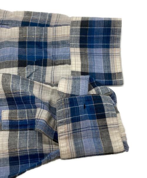 Saint Laurent Paris（サンローランパリ）Saint Laurent Paris (サンローランパリ) メタリックガーゼプラットフランネル シャツ/Metallic Gauze Plaid Flannel Shirt ブルー×ブラック サイズ:39の古着・服飾アイテム