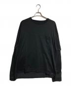 steinシュタイン）の古着「OVERSIZED LAYERED LONG SLEEVE TEE/オーバーサイズド・レイヤード・ロングスリーブ・ティー」｜ブラック