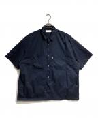 Graphpaperグラフペーパー）の古着「Solotex Twill S/S Oversized Box Shirt/ソロテックス ツイル ショートスリーブ（半袖）オーバーサイズ ボックスシャツ」｜ネイビー