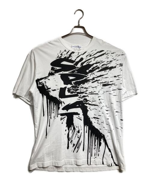 COMME des GARCONS SHIRT（コムデギャルソンシャツ）COMME des GARCONS SHIRT (コムデギャルソンシャツ) SPLITプリントTシャツ/Split Print T-Shirt ホワイト サイズ:Ｌの古着・服飾アイテム