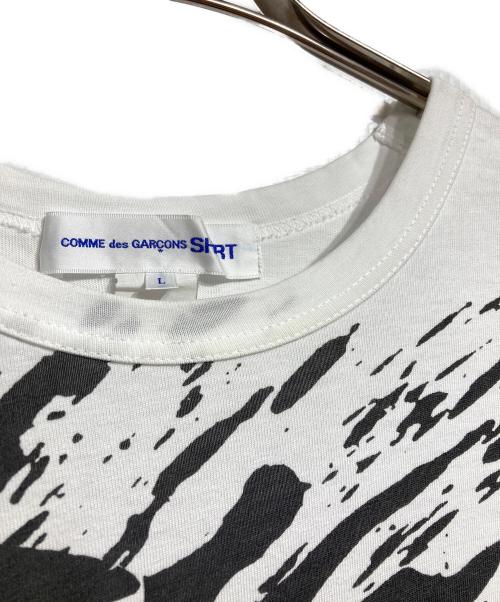 COMME des GARCONS SHIRT（コムデギャルソンシャツ）COMME des GARCONS SHIRT (コムデギャルソンシャツ) SPLITプリントTシャツ/Split Print T-Shirt ホワイト サイズ:Ｌの古着・服飾アイテム