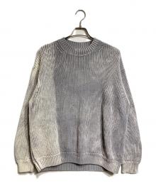 Y's（ワイズ）の古着「ブリーチデザイン畔編みコットンニット/Bleached Ribbed Cotton Knit」｜グレー