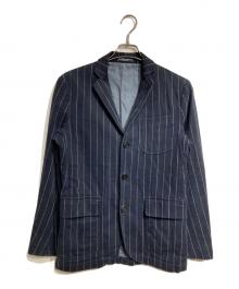 POLO RALPH LAUREN（ポロ・ラルフローレン）の古着「ストライプ3Bジャケット/Stripe 3-button jacket」｜ネイビー
