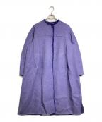 DRAWERドゥロワー）の古着「ノーカラートリミングコート/Collarless trimming coat」｜パープル
