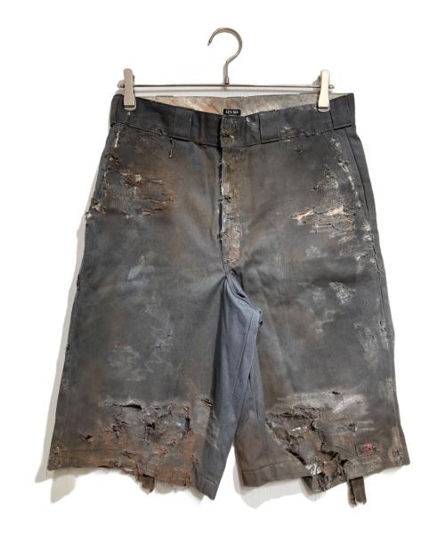 LES SIX（レ シス）LES SIX (レ シス) ダメージ加工ワークショーツ/Distressed work shorts グレー サイズ:Freeの古着・服飾アイテム
