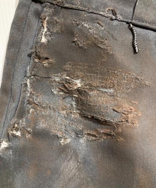 LES SIX（レ シス）LES SIX (レ シス) ダメージ加工ワークショーツ/Distressed work shorts グレー サイズ:Freeの古着・服飾アイテム