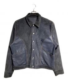 SNACK NGL（スナック エヌジーエル）の古着「GOAT LEATHER SUEDE SMOOTH REVERSE JACKET/ゴートレザースエードスムースリバースジャケット」｜ネイビー