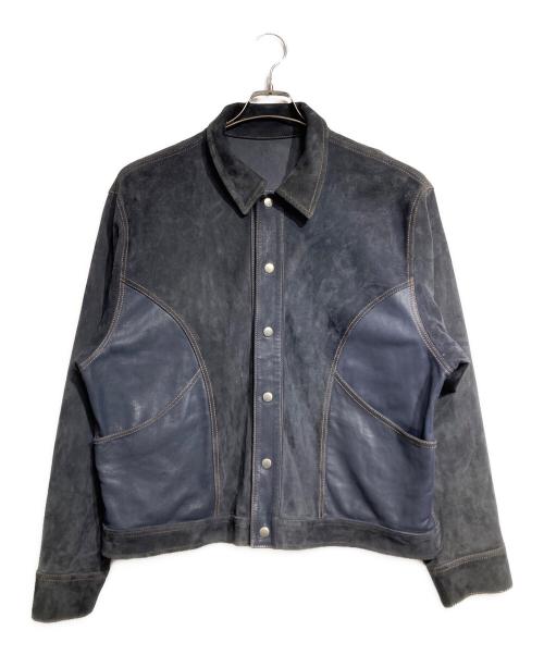 SNACK NGL（スナック エヌジーエル）SNACK NGL (スナック エヌジーエル) GOAT LEATHER SUEDE SMOOTH REVERSE JACKET/ゴートレザースエードスムースリバースジャケット ネイビー サイズ:Lの古着・服飾アイテム