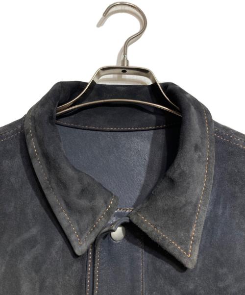 SNACK NGL（スナック エヌジーエル）SNACK NGL (スナック エヌジーエル) GOAT LEATHER SUEDE SMOOTH REVERSE JACKET/ゴートレザースエードスムースリバースジャケット ネイビー サイズ:Lの古着・服飾アイテム