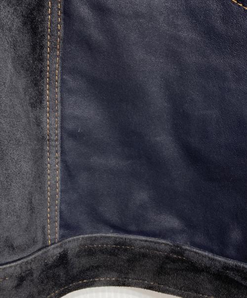 SNACK NGL（スナック エヌジーエル）SNACK NGL (スナック エヌジーエル) GOAT LEATHER SUEDE SMOOTH REVERSE JACKET/ゴートレザースエードスムースリバースジャケット ネイビー サイズ:Lの古着・服飾アイテム