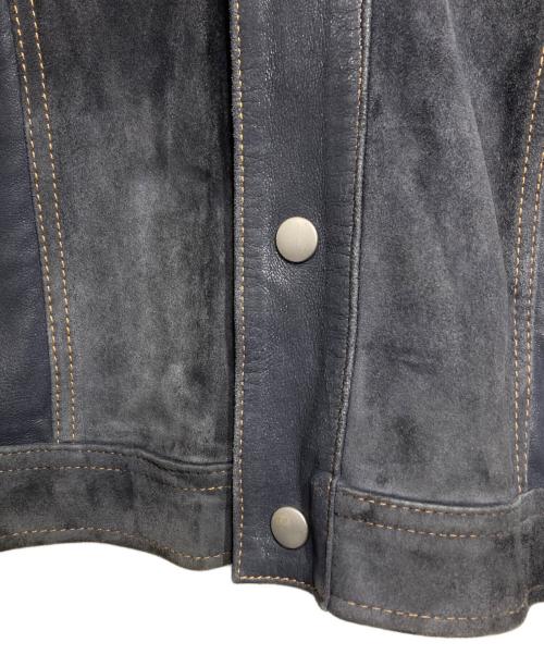 SNACK NGL（スナック エヌジーエル）SNACK NGL (スナック エヌジーエル) GOAT LEATHER SUEDE SMOOTH REVERSE JACKET/ゴートレザースエードスムースリバースジャケット ネイビー サイズ:Lの古着・服飾アイテム