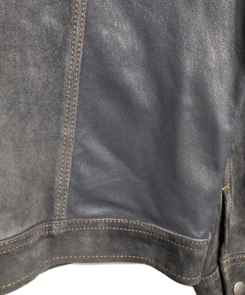 SNACK NGL（スナック エヌジーエル）SNACK NGL (スナック エヌジーエル) GOAT LEATHER SUEDE SMOOTH REVERSE JACKET/ゴートレザースエードスムースリバースジャケット ネイビー サイズ:Lの古着・服飾アイテム