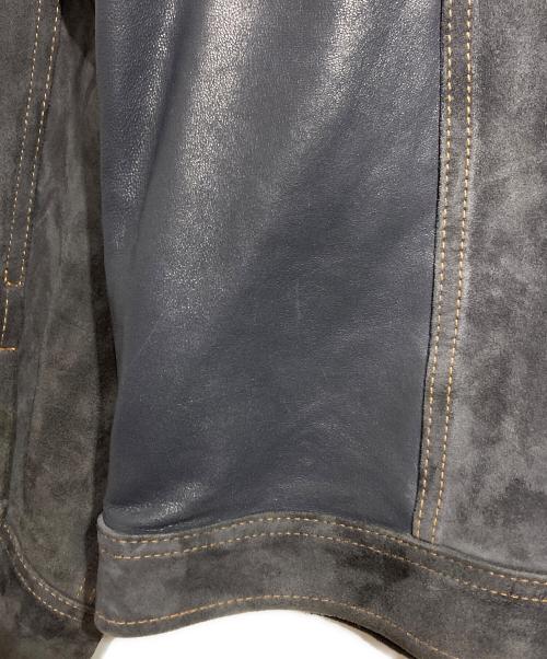 SNACK NGL（スナック エヌジーエル）SNACK NGL (スナック エヌジーエル) GOAT LEATHER SUEDE SMOOTH REVERSE JACKET/ゴートレザースエードスムースリバースジャケット ネイビー サイズ:Lの古着・服飾アイテム