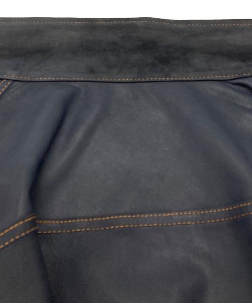 SNACK NGL（スナック エヌジーエル）SNACK NGL (スナック エヌジーエル) GOAT LEATHER SUEDE SMOOTH REVERSE JACKET/ゴートレザースエードスムースリバースジャケット ネイビー サイズ:Lの古着・服飾アイテム