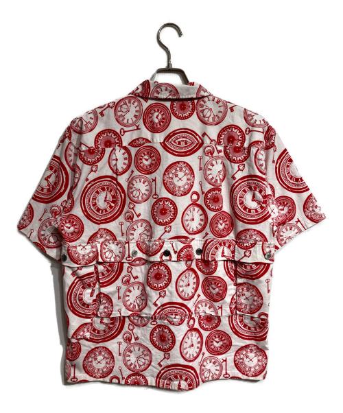 TENBOX（テンボックス）TENBOX (テンボックス) 時計プリント半袖シャツ/Watch print short sleeve shirt レッド サイズ:Sの古着・服飾アイテム