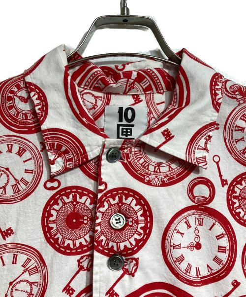 TENBOX（テンボックス）TENBOX (テンボックス) 時計プリント半袖シャツ/Watch print short sleeve shirt レッド サイズ:Sの古着・服飾アイテム