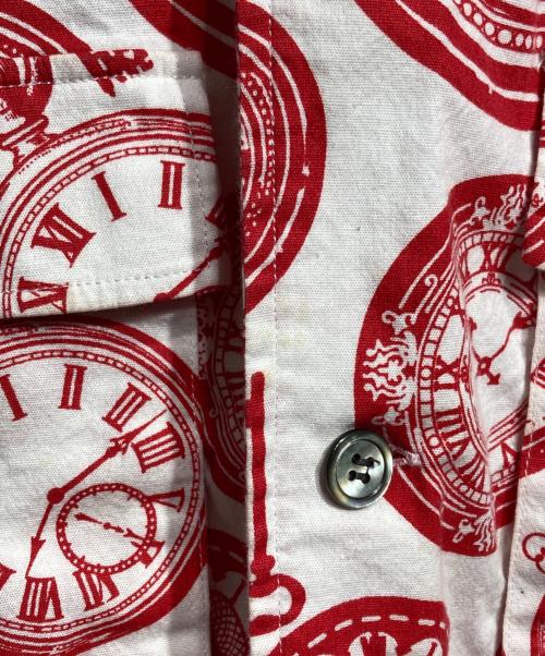 TENBOX（テンボックス）TENBOX (テンボックス) 時計プリント半袖シャツ/Watch print short sleeve shirt レッド サイズ:Sの古着・服飾アイテム