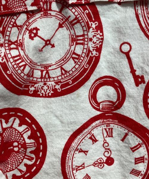 TENBOX（テンボックス）TENBOX (テンボックス) 時計プリント半袖シャツ/Watch print short sleeve shirt レッド サイズ:Sの古着・服飾アイテム