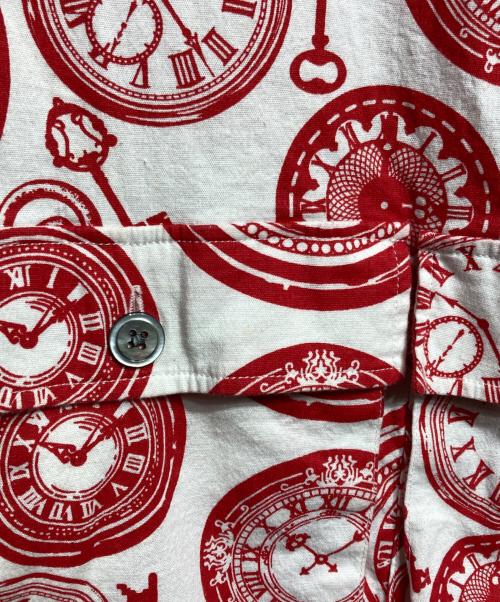 TENBOX（テンボックス）TENBOX (テンボックス) 時計プリント半袖シャツ/Watch print short sleeve shirt レッド サイズ:Sの古着・服飾アイテム