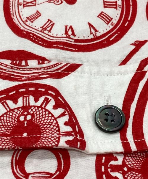 TENBOX（テンボックス）TENBOX (テンボックス) 時計プリント半袖シャツ/Watch print short sleeve shirt レッド サイズ:Sの古着・服飾アイテム