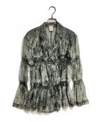 ISSEY MIYAKEイッセイミヤケ）の古着「転写プリーツシアーブラウス/Transfer print pleated sheer blouse」｜グレー