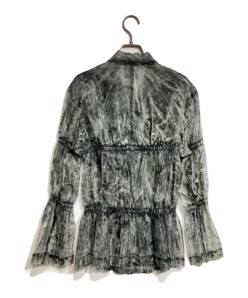 ISSEY MIYAKE（イッセイミヤケ）ISSEY MIYAKE (イッセイミヤケ) 転写プリーツシアーブラウス/Transfer print pleated sheer blouse グレー サイズ:Mの古着・服飾アイテム