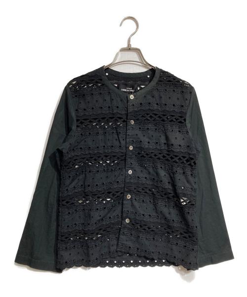 tricot COMME des GARCONS（トリココムデギャルソン）tricot COMME des GARCONS (トリココムデギャルソン) レース切替ブラウス/Lace-panel blouse ブラック サイズ:Freeの古着・服飾アイテム