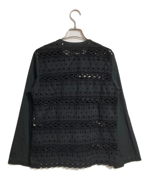 tricot COMME des GARCONS（トリココムデギャルソン）tricot COMME des GARCONS (トリココムデギャルソン) レース切替ブラウス/Lace-panel blouse ブラック サイズ:Freeの古着・服飾アイテム