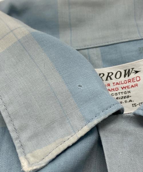 ARROW（アロー）ARROW (アロー) 絣チェックS/Sシャツ/Ikat check short ブルー サイズ:Mの古着・服飾アイテム