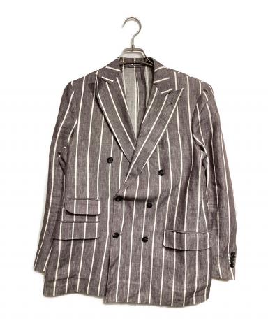LARDINI ラルディーニ リネン ストライプ シャツ ジャケット 春夏 S 中古・古着通販】LARDINI (ラルディーニ) リネンストライプダブル