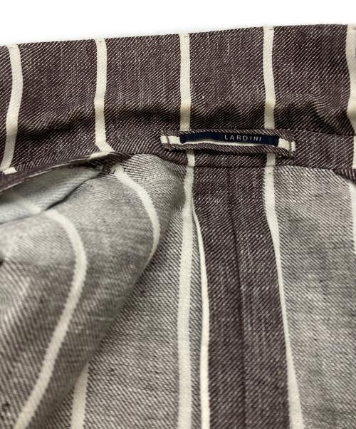 LARDINI（ラルディーニ）LARDINI (ラルディーニ) リネンストライプダブルジャケット/Linen Striped Double-Breasted Jacket グレー×ブラウン サイズ:48の古着・服飾アイテム