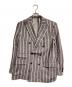 LARDINI（ラルディーニ）の古着「リネンストライプダブルジャケット/Linen Striped Double-Breasted Jacket」｜グレー×ブラウン